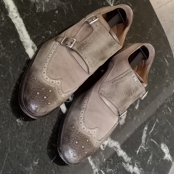 Saks fifth avenue,made in Italy double monk strap leather and special suede - Picture 4 of 8